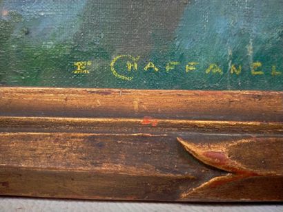 null E.CHAFFANEL, "paysage aux meules de foin" huile sur toile, XXe, 36 x 44cm