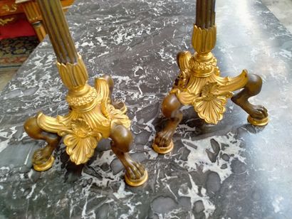 null Pair of bronze candlesticks with claw feet H : 37cm