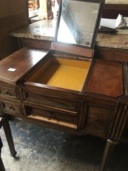 null Dressing table with four drawers and two shelves, oak, Louis XVI style, as is,...