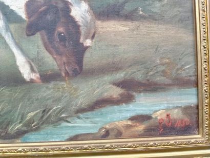 null "Jeune mouton" huile sur toile Signé en bas à droite P.J Daté 1850 (rentoilage)...