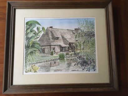 null C. DESSAUX "Longère normande" Watercolor on paper, signed lower right, dated...