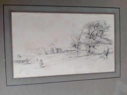 null Charles MOZIN, view on the animated estuary, drawing on paper. Signed at the...