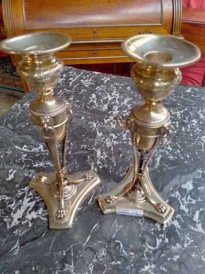 null Pair of silver candlesticks H : 23cm