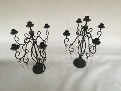Set of 2 candlesticks with 5 branches in...