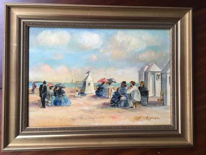 null "The beach at Deauville" HSP, SBD, 24x35cm