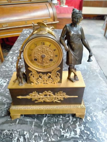 Bronze clock Diane chasseresse, Empire. 19th...