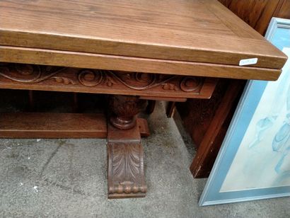 null Grande table à rallonges style Henri II, chêne, XIXe 75 x 185 x 100cm