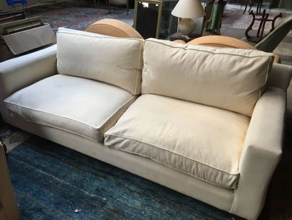 null Modern sofa in linen, four seats XXth Dim : 93 x 230 x 91cm (good condition...