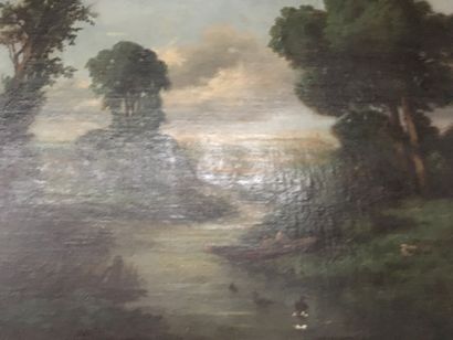 null French School XIXth" Animated landscape" HST, 60x85cm