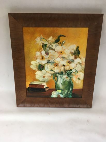 null Chantal DUCHAUSSOY, "bouquet de fleurs" oil on canvas, XXth century