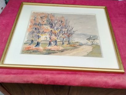 null Jean BUREAU, "late autumn at Pierrette en Auge" watercolor on paper, signed...