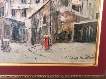 null Maurice UTRILLO, "La maison de Mimi pinson sous la neige" reproduction. 20 x...