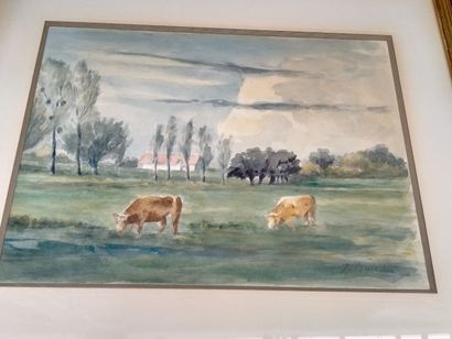 null Jean BUREAU, "Normandy countryside", watercolor, signed lower right 27 x 37...
