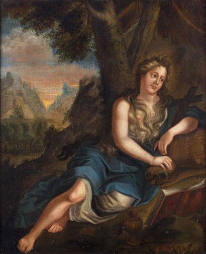 null Suiveur de Van der Werff XVIIIe, «La Madeleine», HST, 73 x 59 cm,