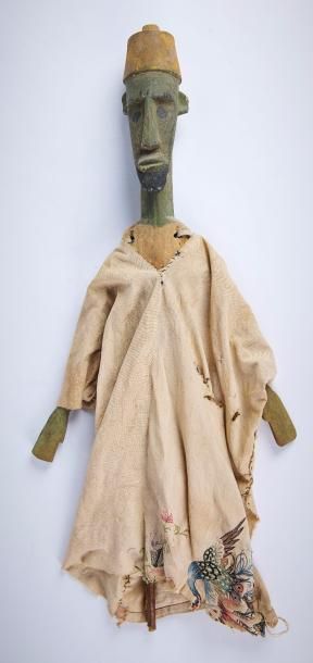 null Marionnette en bois et tissu, population Bambara, Mali, H. : 65 cm