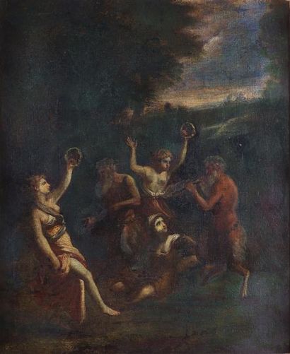 null Ecole française ou romaine vers 1680 - 1700, «Nymphes et satyres», HST, 78 x...
