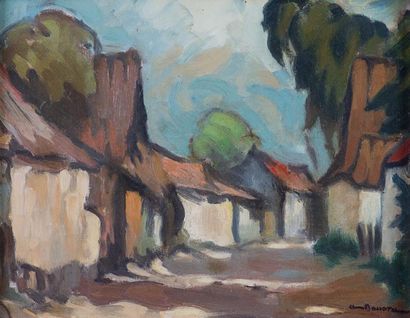 null BOSSOROI (XXe), «Le village», HST, SBD, 27 x 35 cm