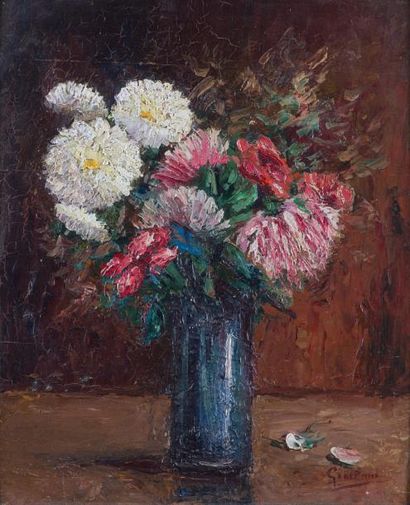 null GIORDANI Fin XIXe - Début Xxe, «Nature morte aux fleurs», HSB, SBD, 51 x 42...