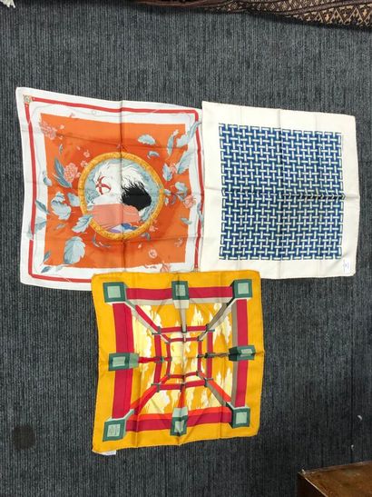  HERMES, Paris: two small printed silk squares: one A.M Cassandre for Hermes and... Gazette Drouot