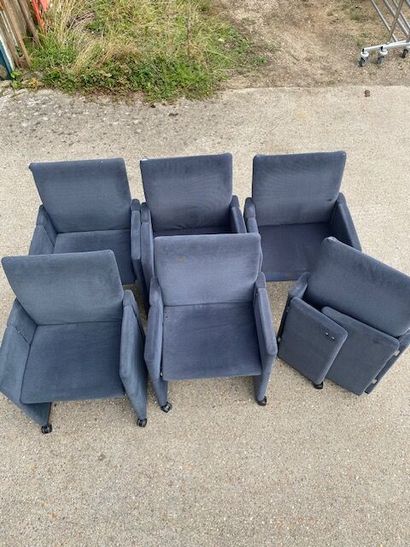 6 fauteuils pliants type cinéma gris - bon...