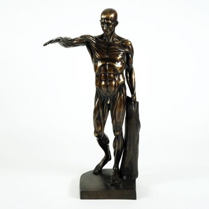  A patinated bronze figure of L'Ecorché after Jean-Antoine Houdon 78cm. high Gazette Drouot