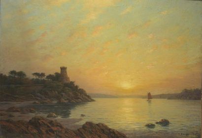 null Victor BRUGAIROLLES (1869-1936)
Voilier au crépuscule sur les côtes bretonnes
Pastel...