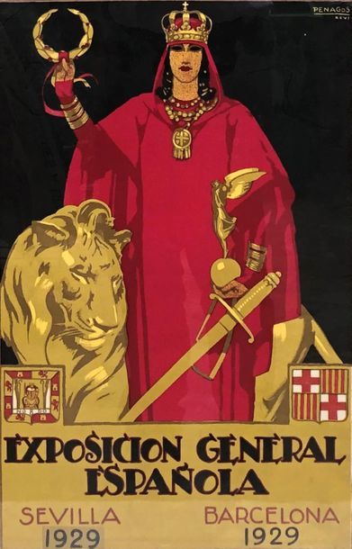 null Rafael de PENAGOS (1889 - 1954)
Affiche pour l'Exposition ibéro-américaine tenue...
