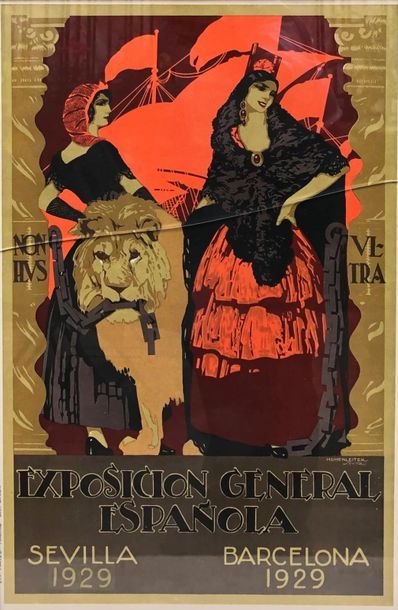 null Francesco FABREGAS (XIX-XX)
Affiche pour l'Exposition générale espagnole tenue...