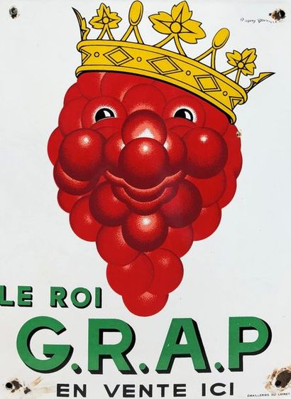 null LE ROI G.R.A.P
Illustration signée d'après BEUVILLE, 1947. Plaque émaillée rectangulaire...