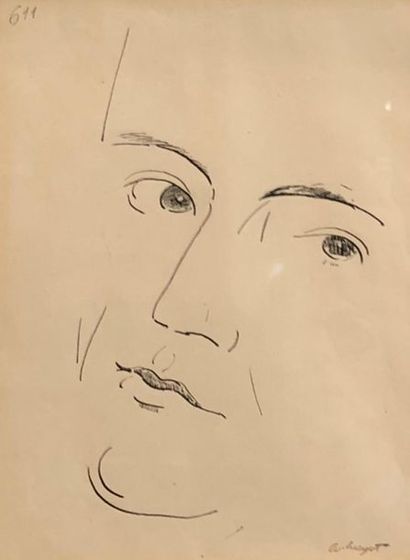 null Albert HUYOT (1872-1968)
Autoportrait présumé et portrait d'homme
Deux encres...