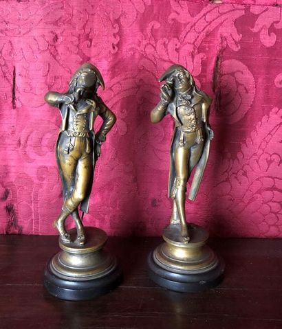 null AVEC 199 Emile GUILLEMIN (1841-1907)
Deux sujets en bronze figurant deux élégants...