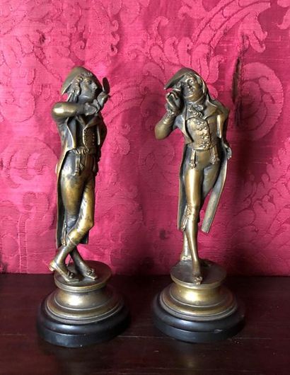 null AVEC 199 Emile GUILLEMIN (1841-1907)
Deux sujets en bronze figurant deux élégants...