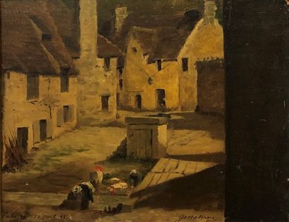null G. MATERNE (XIX-XX)
Lavandière à Falaise
Huile sur toile marouflée sur panneau.
Signée...