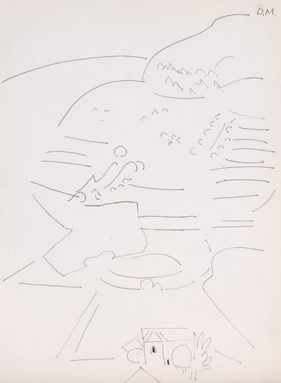 null Dora MAAR (1907-1997)
SANS TITRE
Dessin à l’encre sur papier monogrammé en haut...