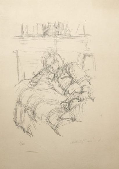 null Alberto GIACOMETTI (1901-1966)


Femme couchée, 1960


Lithographie sur vélin.


Épreuve...