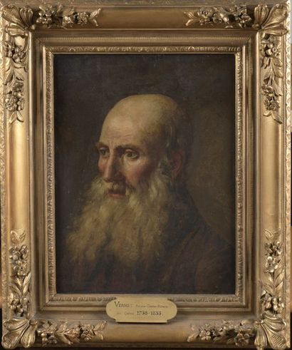  Carle VERNET (1758-1836) 
Portrait présumé d’un philosophe 
Huile sur papier marouflée...