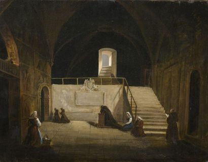 null Attribué à Thomas Joseph CLERIAN (1796-1843)


La prière dans une église italienne


Plume...