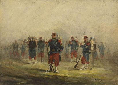 null Paul PERBOYRE (1851-1929)


The Zouaves


Oil on panel.


Signed lower right.


16.5...