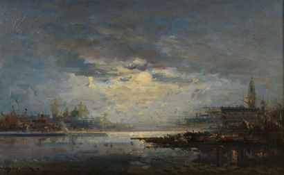 null Henri DUVIEUX (c.1855-1902)


Venise, effets de lumière


Huile sur toile.


Signée...