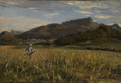 null Gustave COLIN (1828-1910) 


	Chasseur au pied de la Rhune, Pays basque


	Huile...