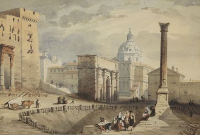 null François Joseph NOLAU (1804-1883)


Paysans sur le forum romain


Aquarelle.


Signée...
