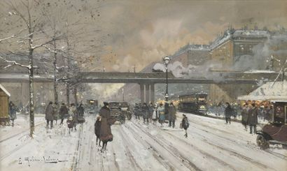 null Eugène GALIEN-LALOUE (1854-1941)


Paris, métro aérien sous la neige


Gouache.


Signée...