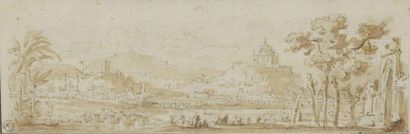 null Attributed to Prosper MARILHAT (1811-1847)


View of a village by the river


Pen...