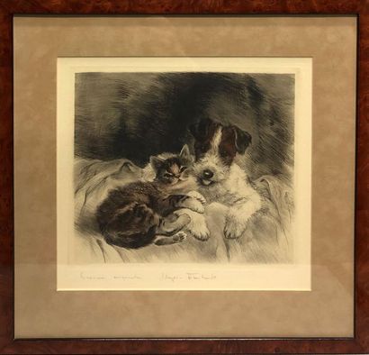 null Kurt MEYER EBERHARDT (1895 – 1977) 
Six gravures : chiens, chats, tête de cerf,...