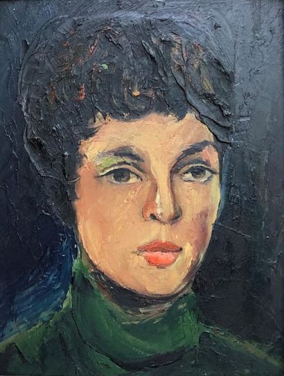 null F. SANS CASTANO (XXe siècle)
Portrait de femme à l'éventail
Huile sur toile,...