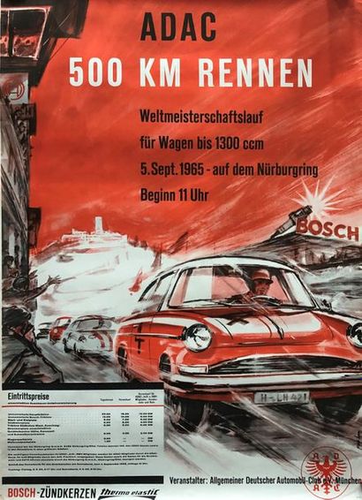 null Lot de 5 affiches de courses :
- Adac 500 km Nurburgring 1965
- Grand Prix d'Allemagne...