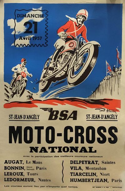 null Geo HAM (1900-1972) 
BSA, Moto-Cross National, 1957
60x40 cm, entoilé 
On y...
