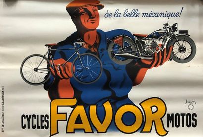 null Lot de trois affichettes : 
- FAVOR cycles et moto, 49,5x48 cm, accidents
-...