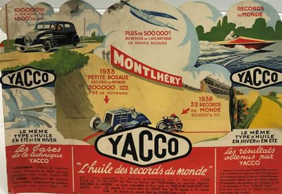 null YACCO, circa 1939 
"L'huile des records du monde"
Panneau publicitaire en carton...