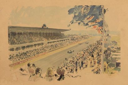 null Albert BRENET (1903-2004)
Grand Prix, circuit de Reims
Lithographie en couleurs,...